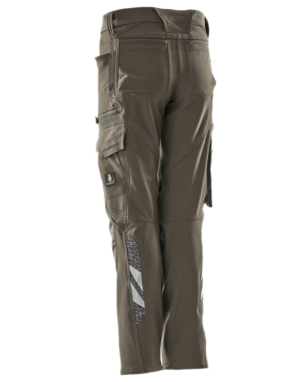 Dark Anthracite Coloured Mascot Workwear Womens Accelerate Trousers With Kneepad Pockets on white background 