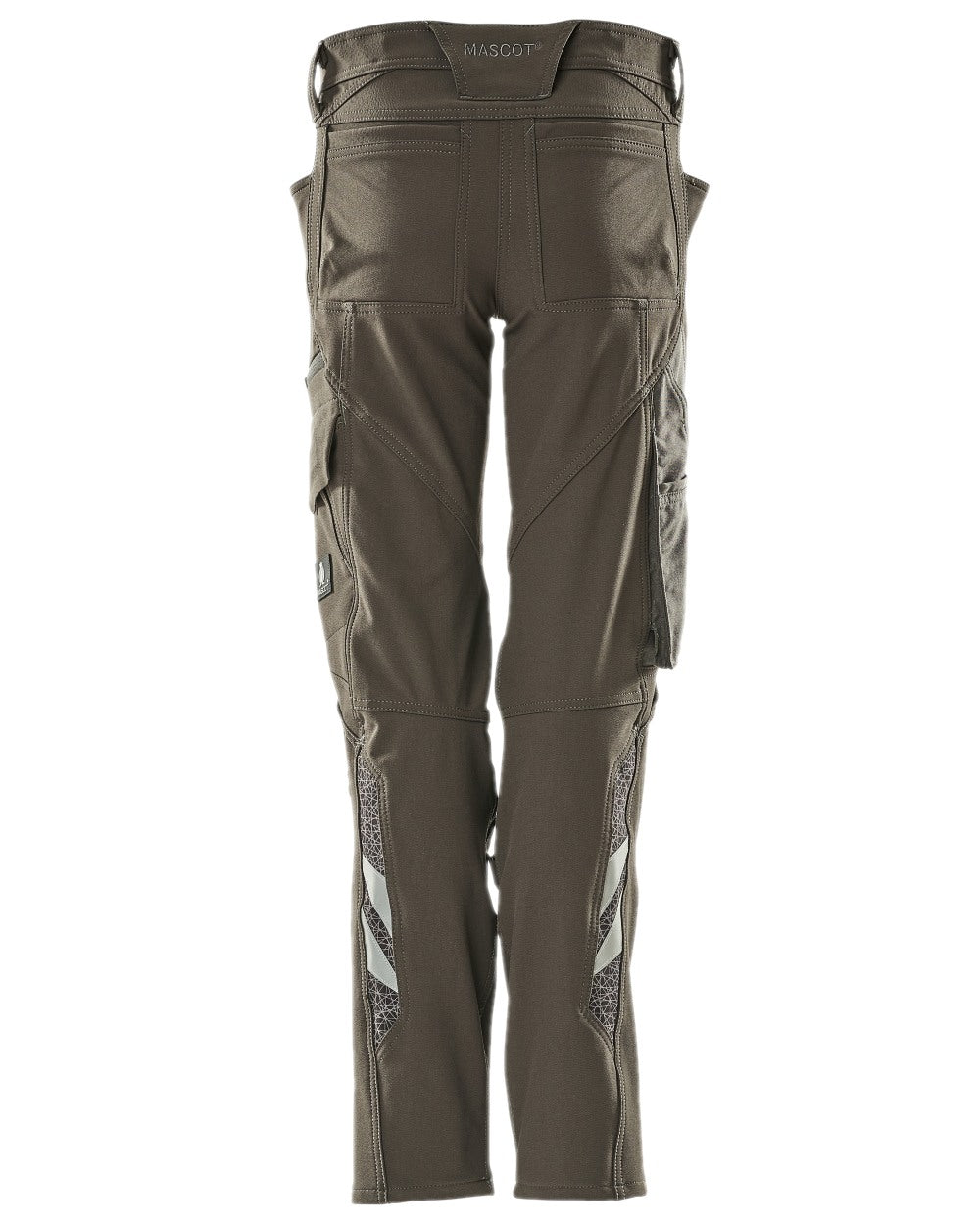 Dark Anthracite Coloured Mascot Workwear Womens Accelerate Trousers With Kneepad Pockets on white background 
