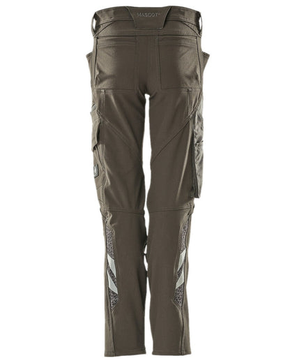 Dark Anthracite Coloured Mascot Workwear Womens Accelerate Trousers With Kneepad Pockets on white background 