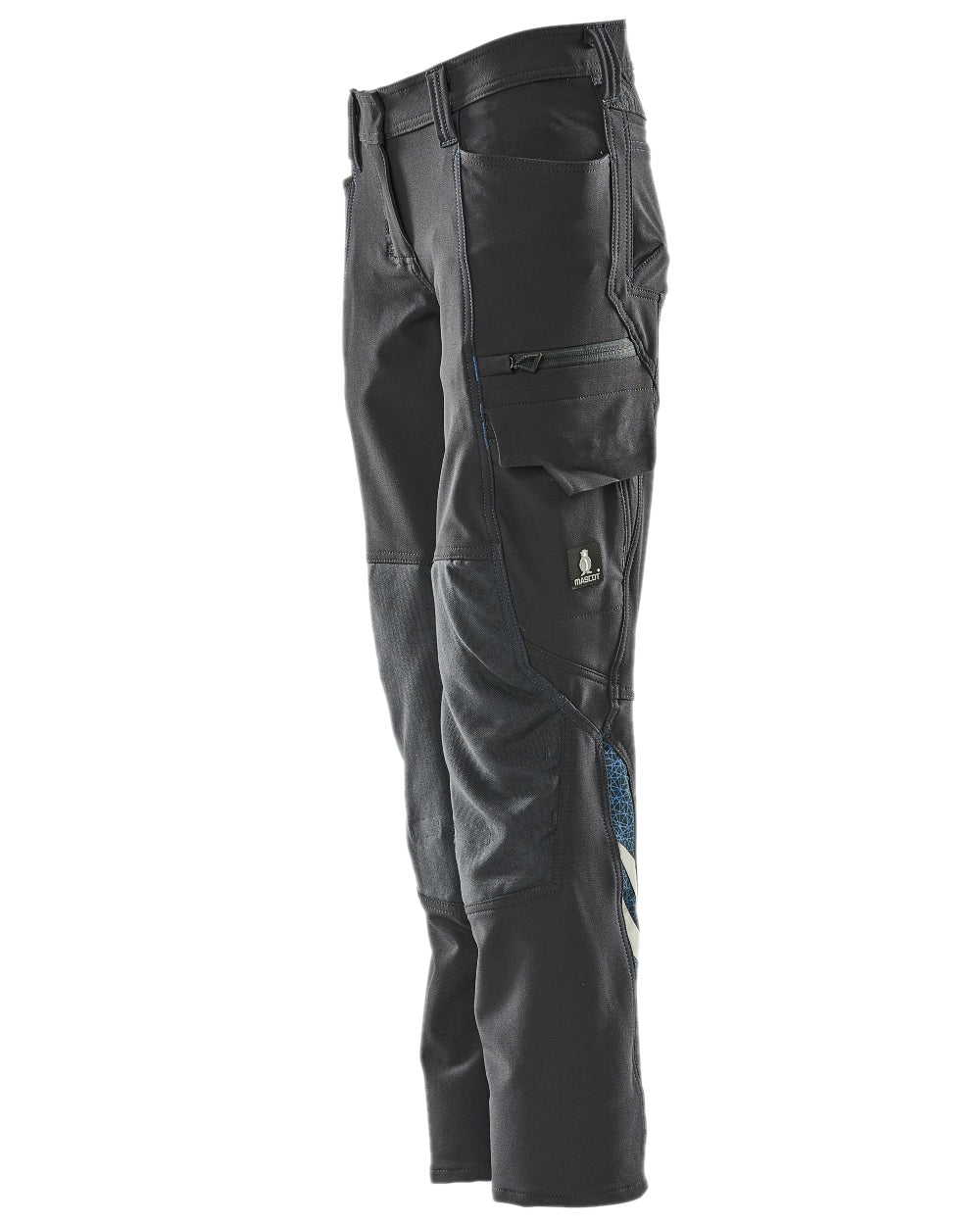 Dark Navy Coloured Mascot Workwear Womens Accelerate Trousers With Kneepad Pockets on white background 