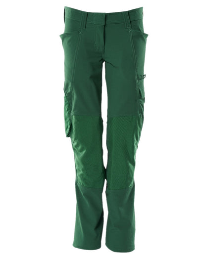 Green Coloured Mascot Workwear Womens Accelerate Trousers With Kneepad Pockets on white background 