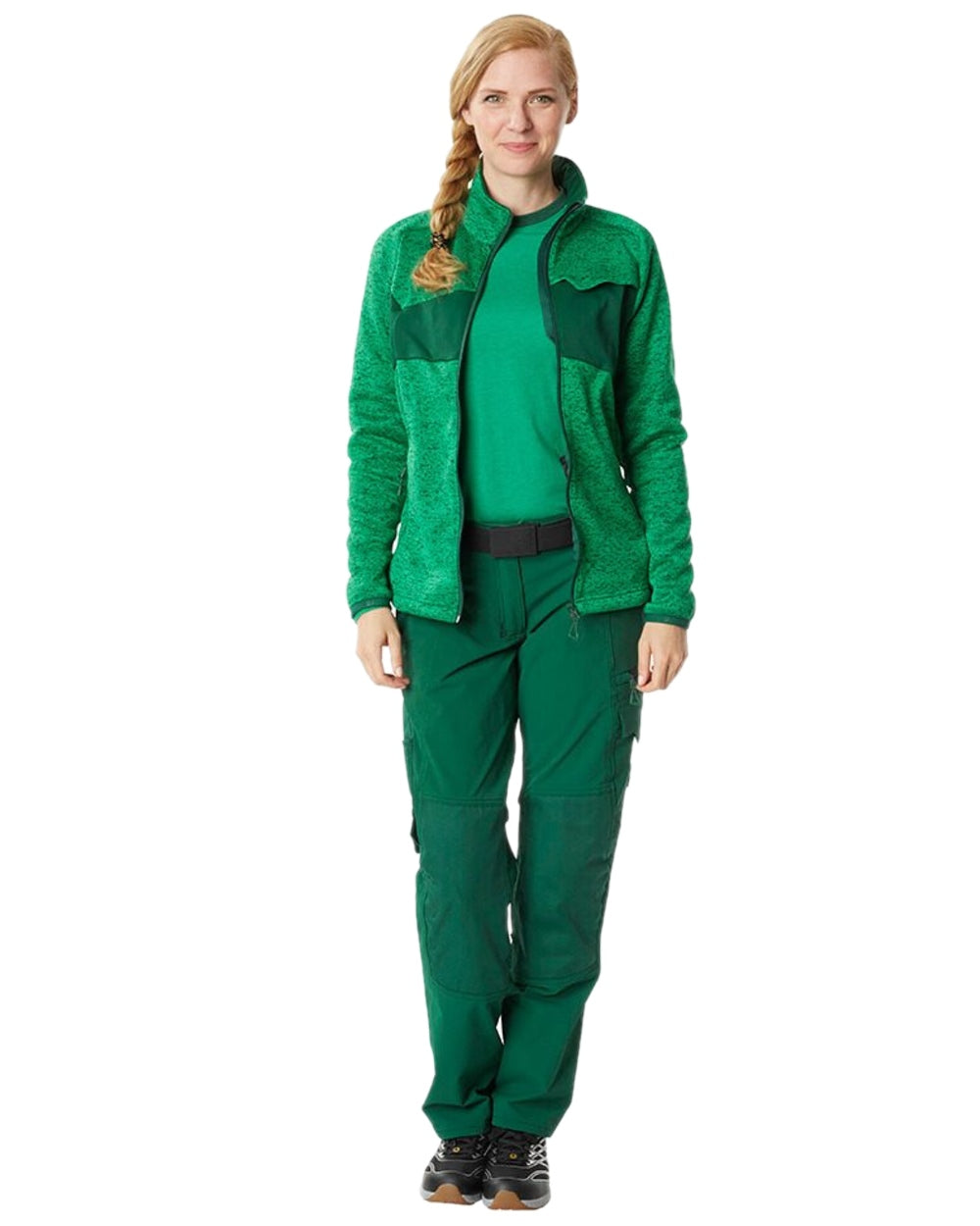 Green Coloured Mascot Workwear Womens Accelerate Trousers With Kneepad Pockets on white background 