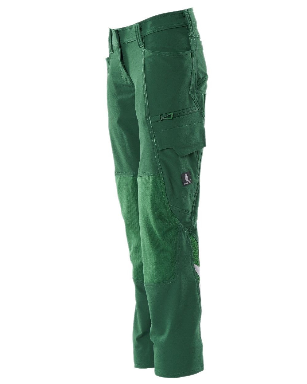 Green Coloured Mascot Workwear Womens Accelerate Trousers With Kneepad Pockets on white background 