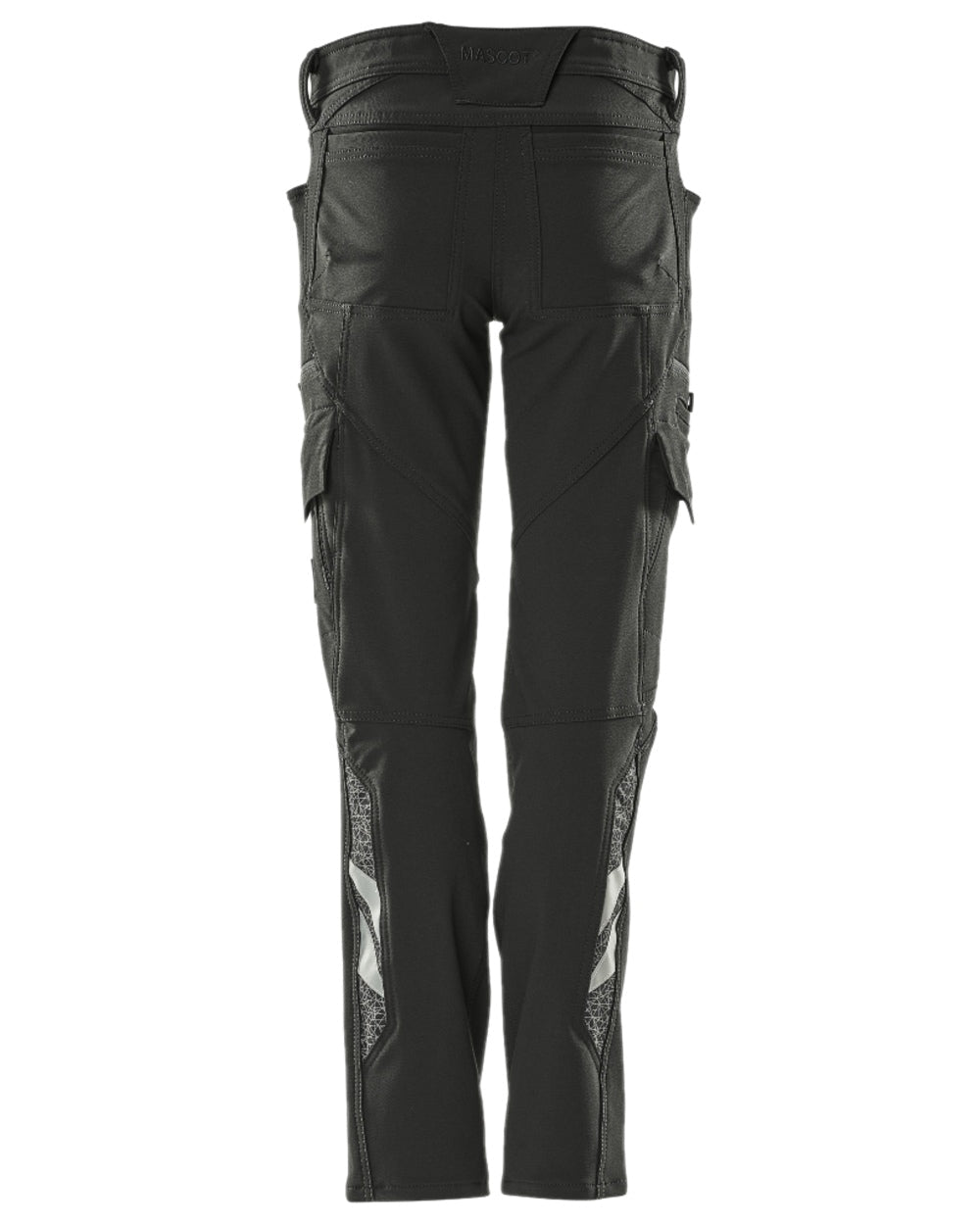 Black Coloured Mascot Workwear Womens Accelerate Trousers With Thigh Pockets on white background 