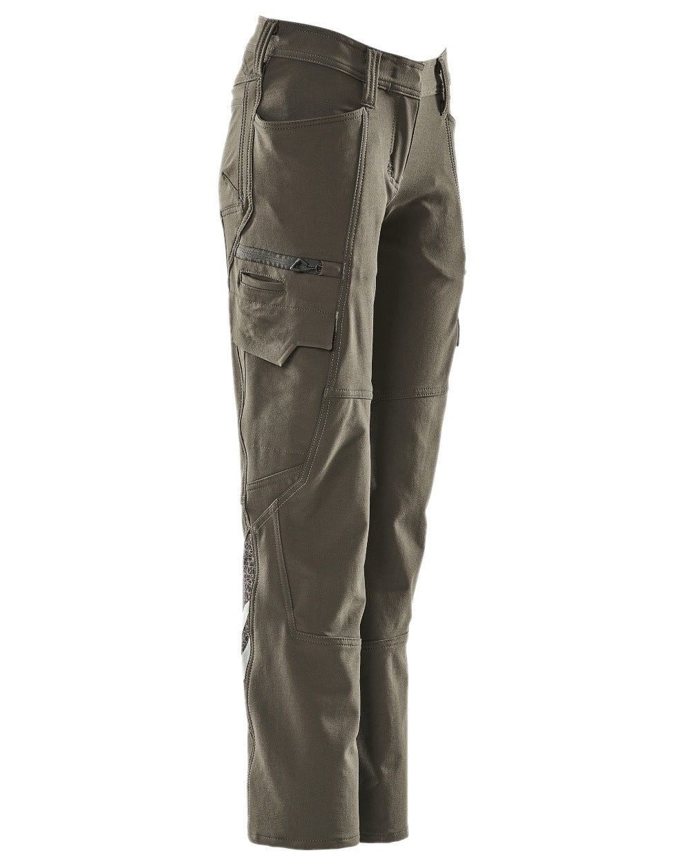 Dark Anthracite Coloured Mascot Workwear Womens Accelerate Trousers With Thigh Pockets on white background 