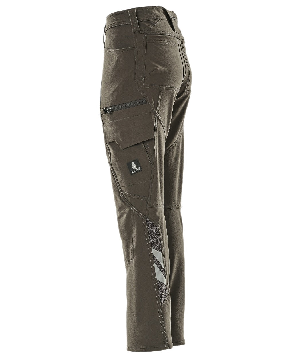 Dark Anthracite Coloured Mascot Workwear Womens Accelerate Trousers With Thigh Pockets on white background 