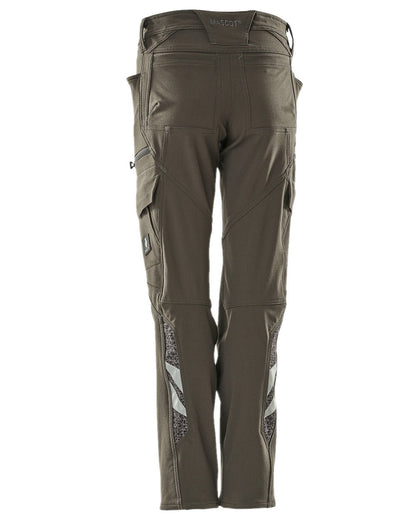 Dark Anthracite Coloured Mascot Workwear Womens Accelerate Trousers With Thigh Pockets on white background 