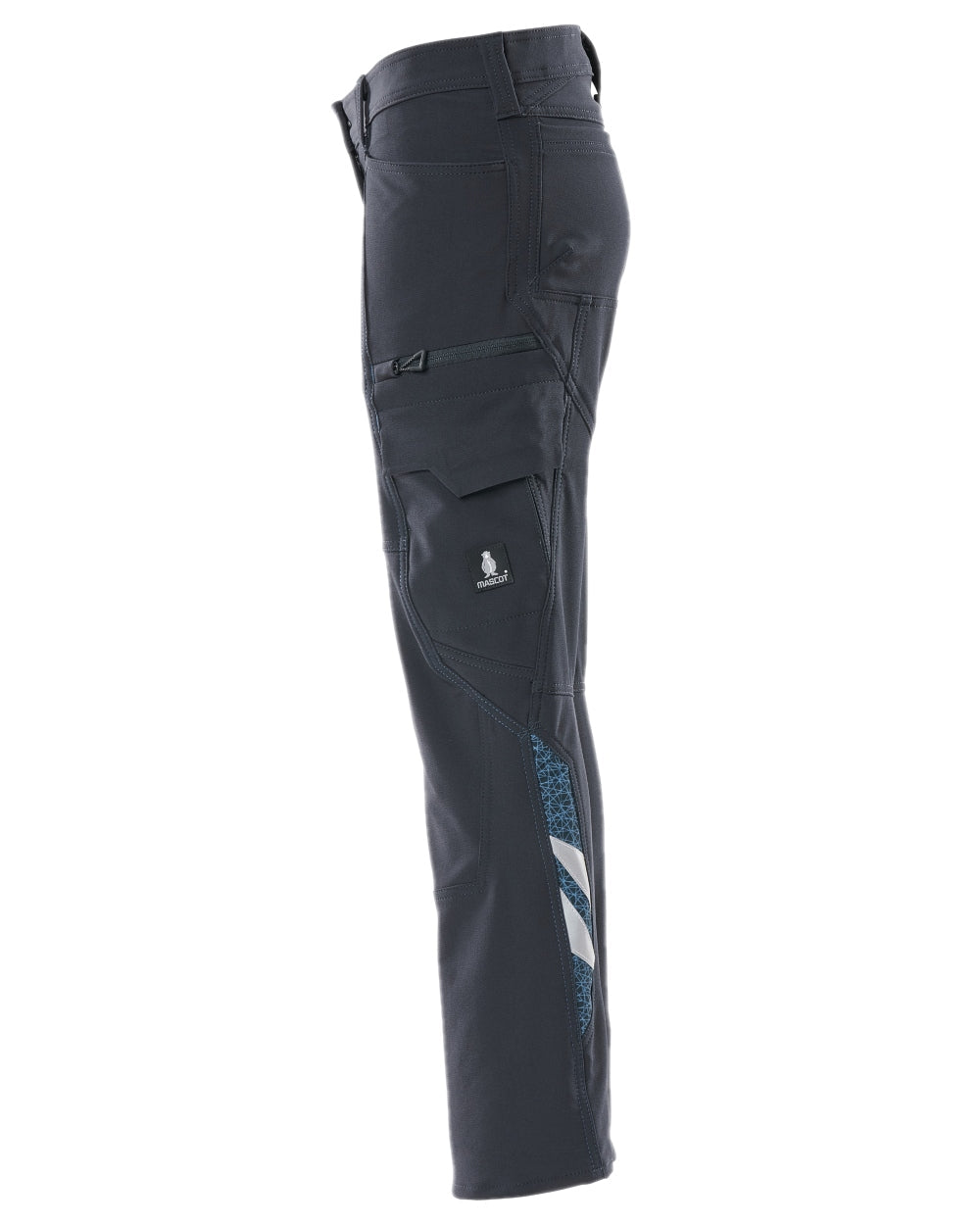 Dark Navy Coloured Mascot Workwear Womens Accelerate Trousers With Thigh Pockets on white background 