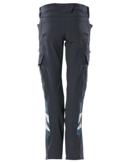 Dark Navy Coloured Mascot Workwear Womens Accelerate Trousers With Thigh Pockets on white background 