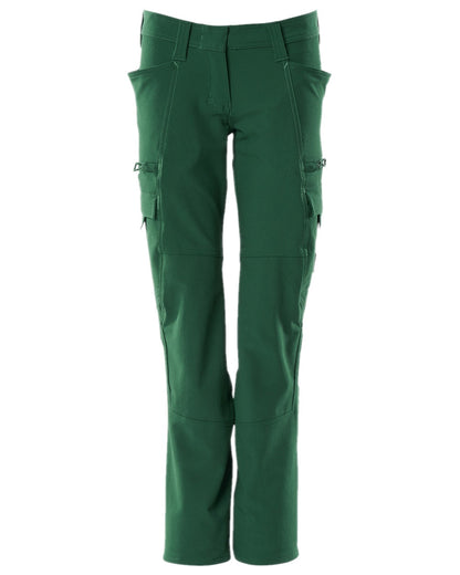 Green Coloured Mascot Workwear Womens Accelerate Trousers With Thigh Pockets on white background 