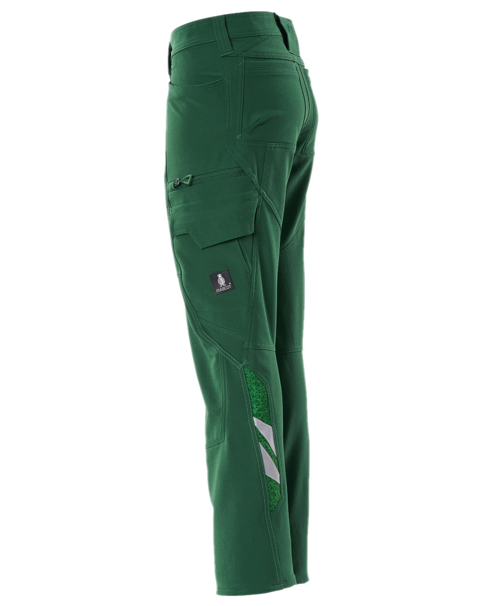 Green Coloured Mascot Workwear Womens Accelerate Trousers With Thigh Pockets on white background 