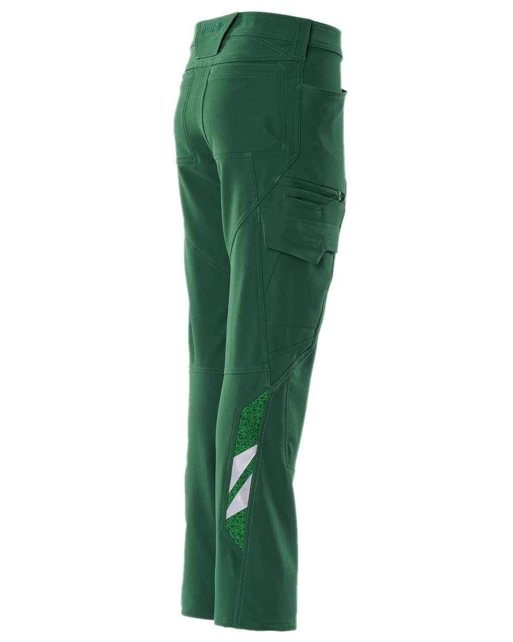 Green Coloured Mascot Workwear Womens Accelerate Trousers With Thigh Pockets on white background 