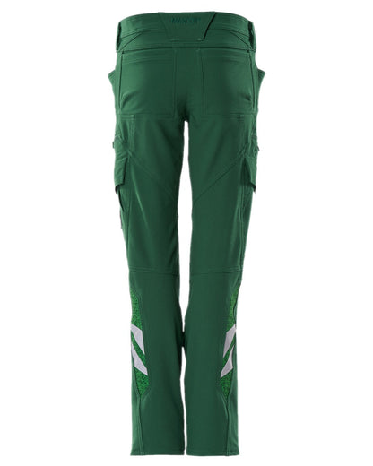 Green Coloured Mascot Workwear Womens Accelerate Trousers With Thigh Pockets on white background 