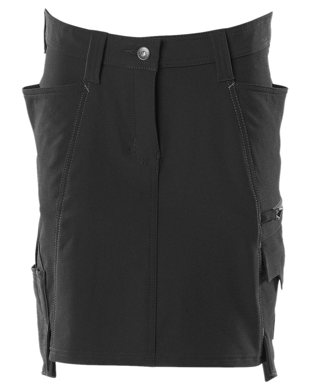 Black Coloured Mascot Workwear Womens Accelerate Ultimate Stretch Skirt on white background 