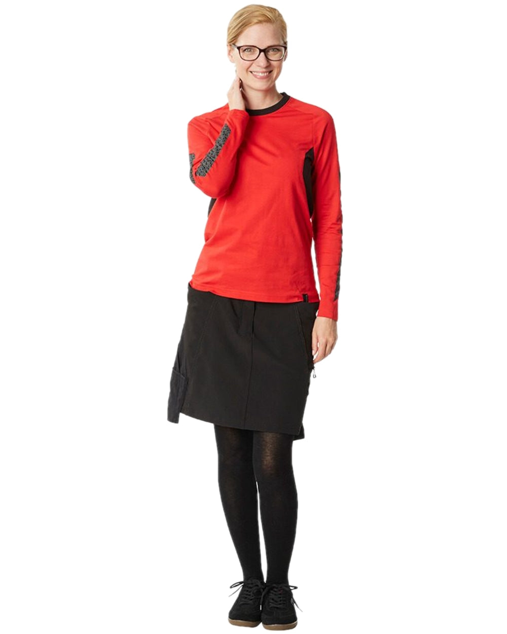 Black Coloured Mascot Workwear Womens Accelerate Ultimate Stretch Skirt on white background 