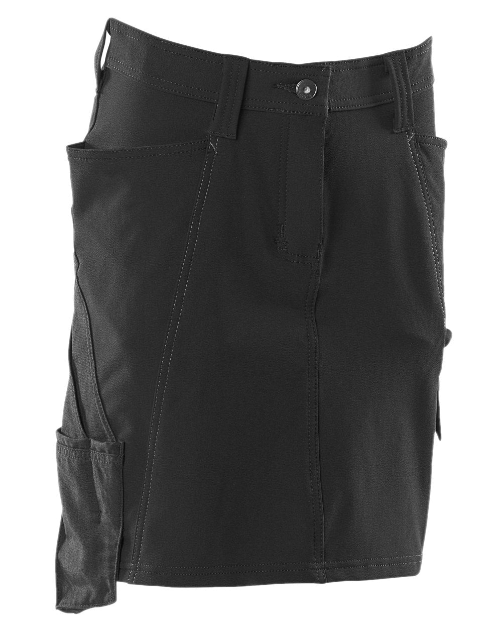 Black Coloured Mascot Workwear Womens Accelerate Ultimate Stretch Skirt on white background 