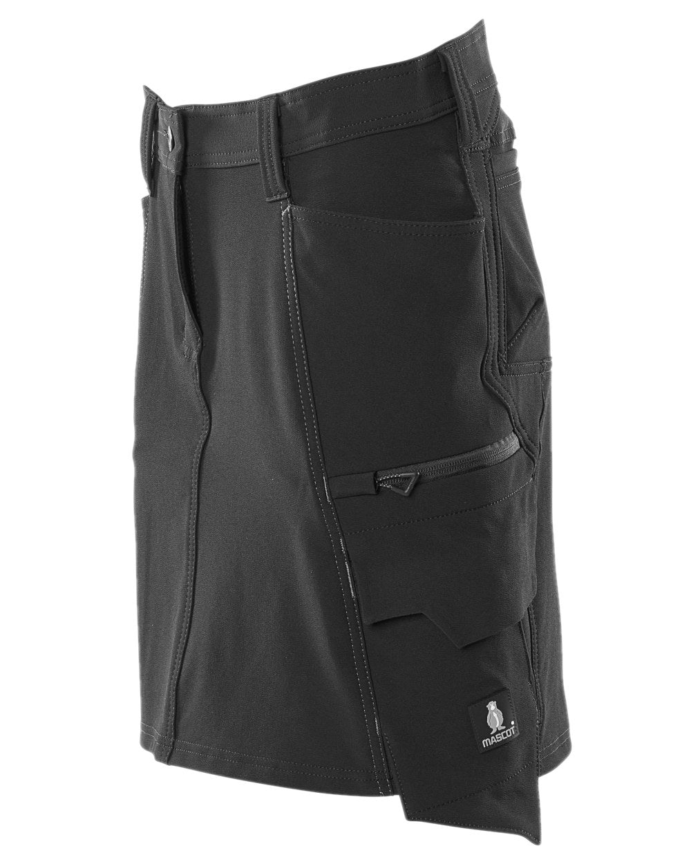 Black Coloured Mascot Workwear Womens Accelerate Ultimate Stretch Skirt on white background 