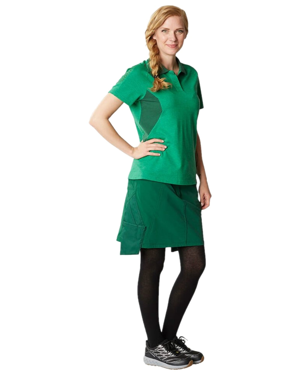 Green Coloured Mascot Workwear Womens Accelerate Ultimate Stretch Skirt on white background 