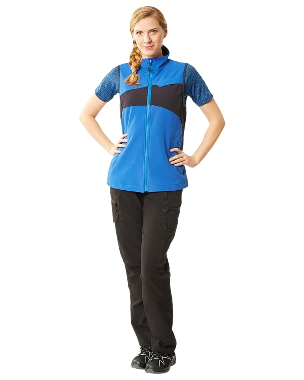 Dark Navy Coloured Mascot Workwear Womens Accelerate Ultimate Stretch Trousers on white background 