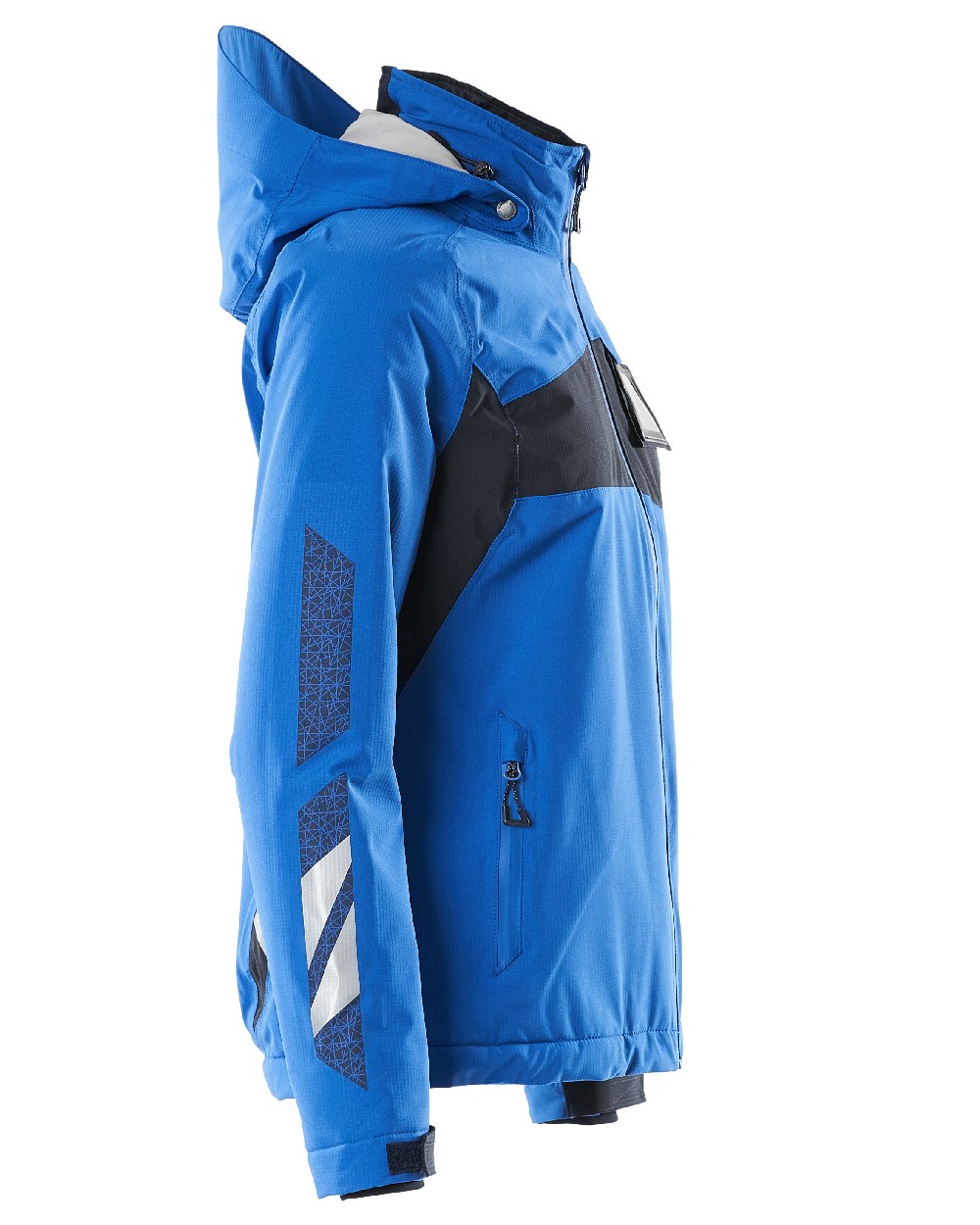 Azure Blue Dark Navy Coloured Mascot Workwear Womens Accelerate Waterproof Winter Jacket on white background 