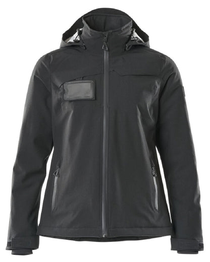 Black Coloured Mascot Workwear Womens Accelerate Waterproof Winter Jacket on white background 