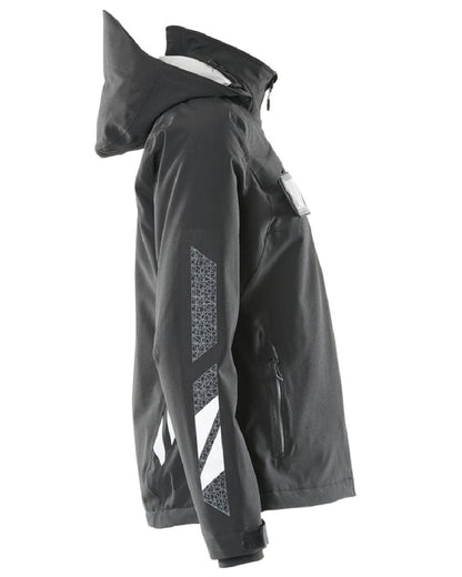 Black Coloured Mascot Workwear Womens Accelerate Waterproof Winter Jacket on white background 