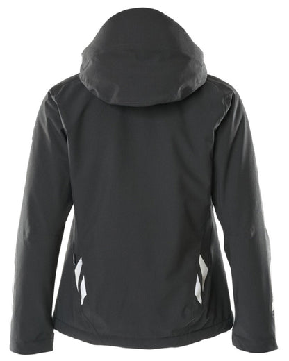 Black Coloured Mascot Workwear Womens Accelerate Waterproof Winter Jacket on white background 