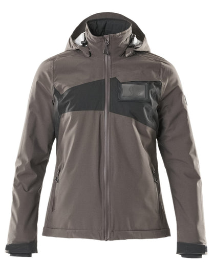 Dark Anthracite Black Coloured Mascot Workwear Womens Accelerate Waterproof Winter Jacket on white background 