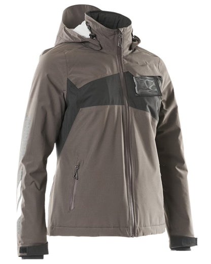 Dark Anthracite Black Coloured Mascot Workwear Womens Accelerate Waterproof Winter Jacket on white background 