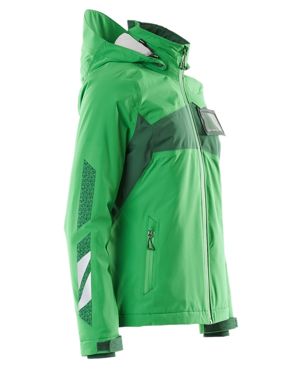 Grass Green Green Coloured Mascot Workwear Womens Accelerate Waterproof Winter Jacket on white background 