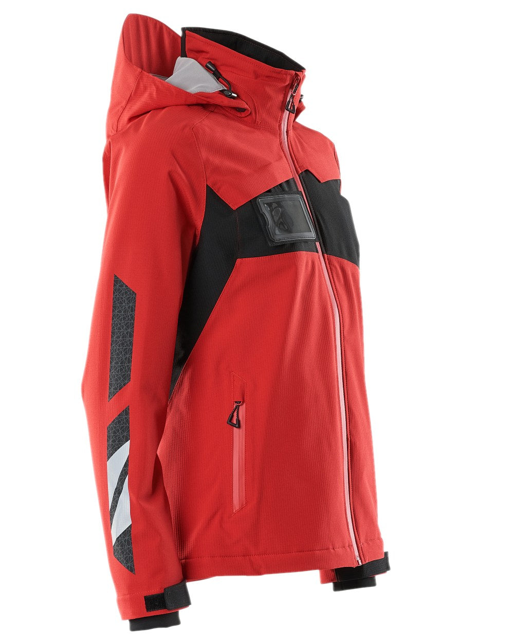 Traffic Red Black Coloured Mascot Workwear Womens Accelerate Waterproof Winter Jacket on white background 