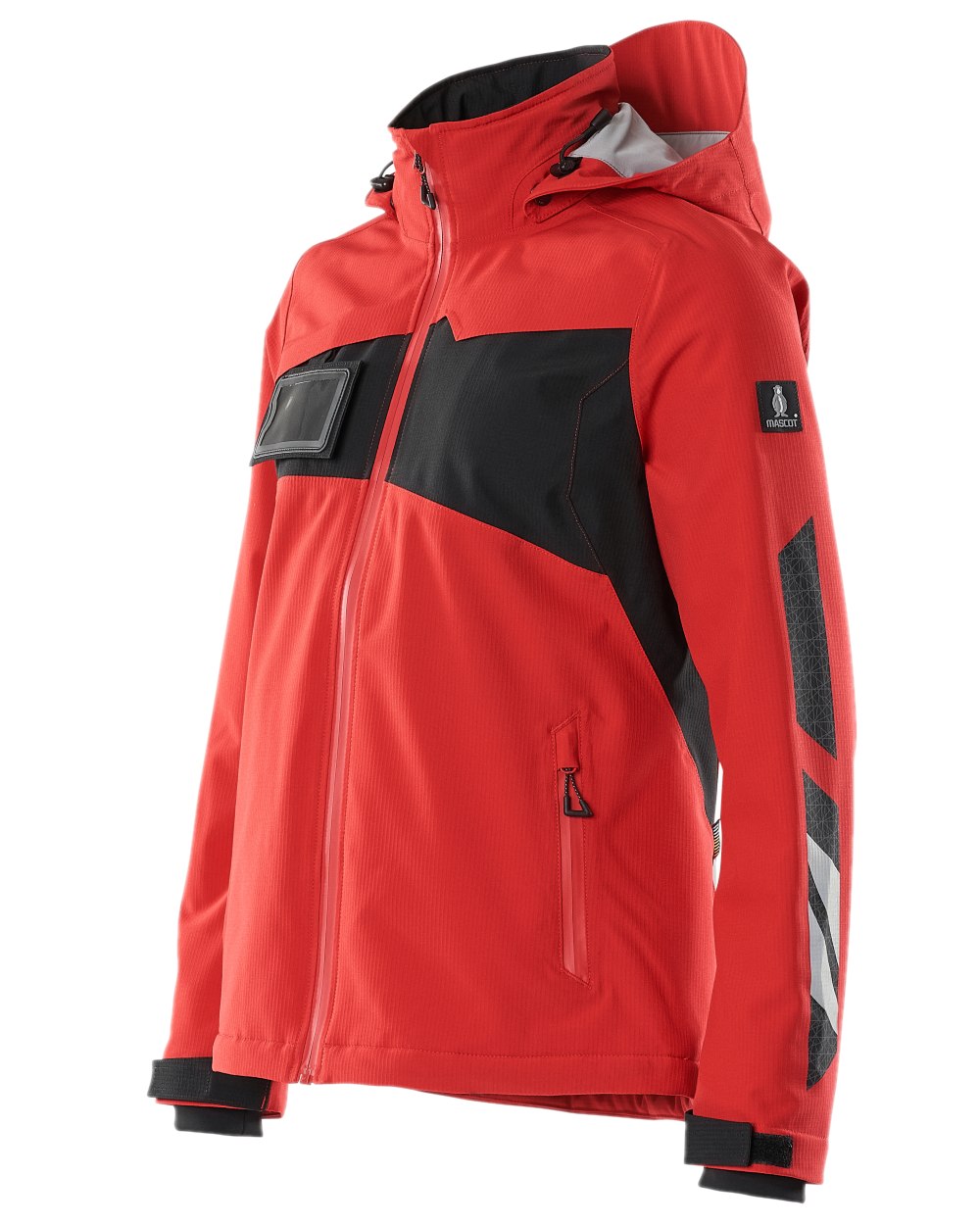Traffic Red Black Coloured Mascot Workwear Womens Accelerate Waterproof Winter Jacket on white background 