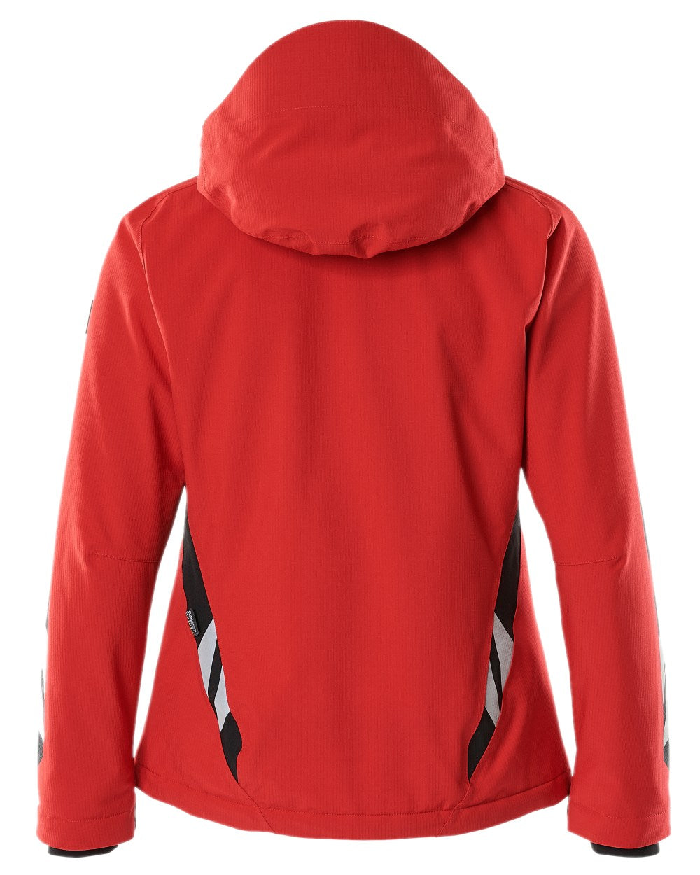 Traffic Red Black Coloured Mascot Workwear Womens Accelerate Waterproof Winter Jacket on white background 