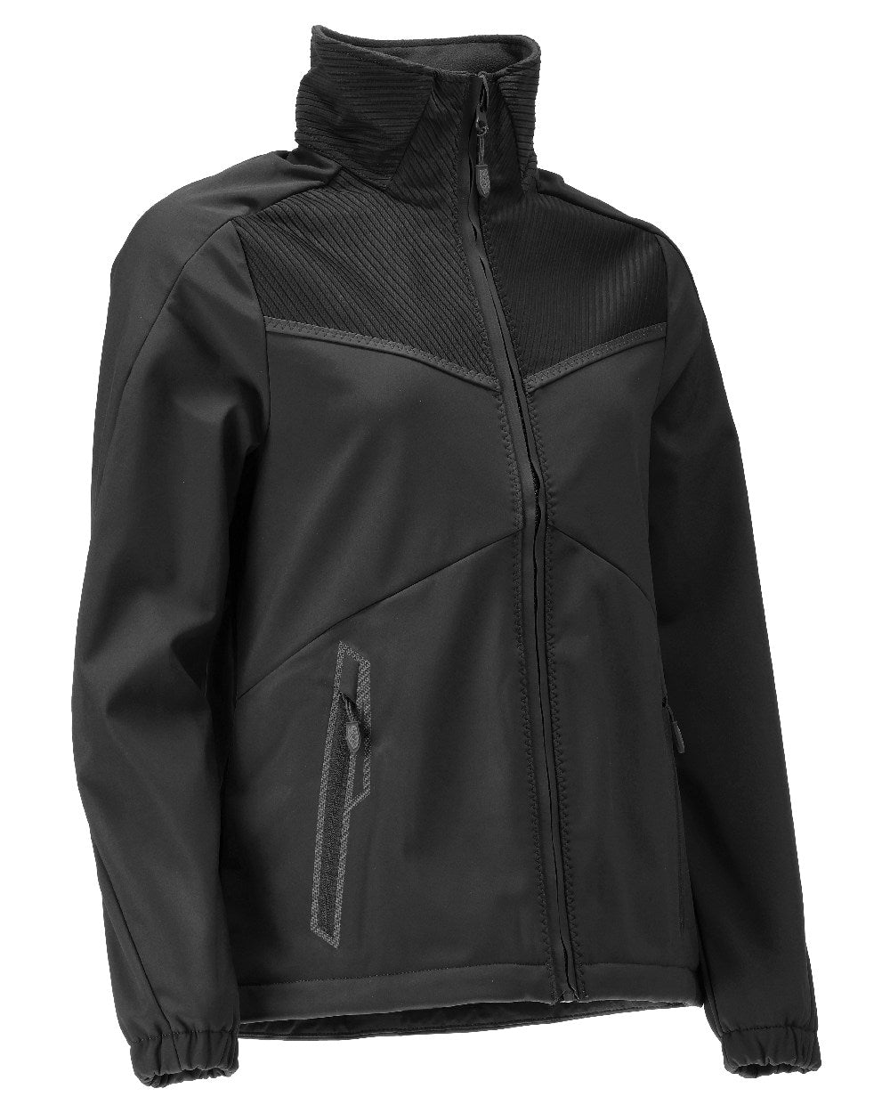 Black Coloured Mascot Workwear Womens Customized Breathable Softshell Jacket on white background 