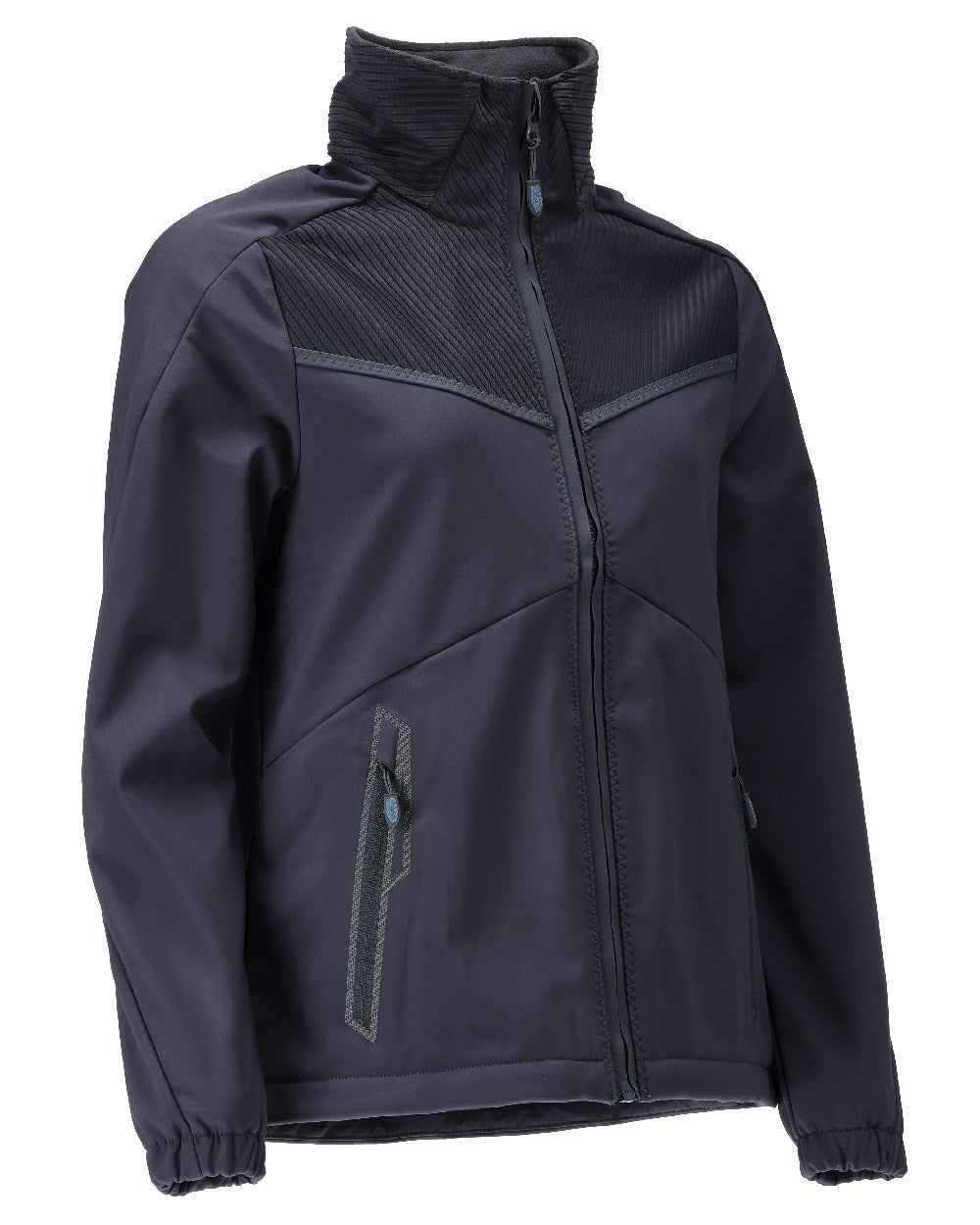 Dark Navy Coloured Mascot Workwear Womens Customized Breathable Softshell Jacket on white background 