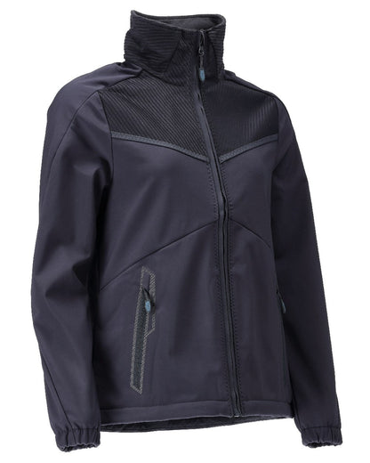 Dark Navy Coloured Mascot Workwear Womens Customized Breathable Softshell Jacket on white background 