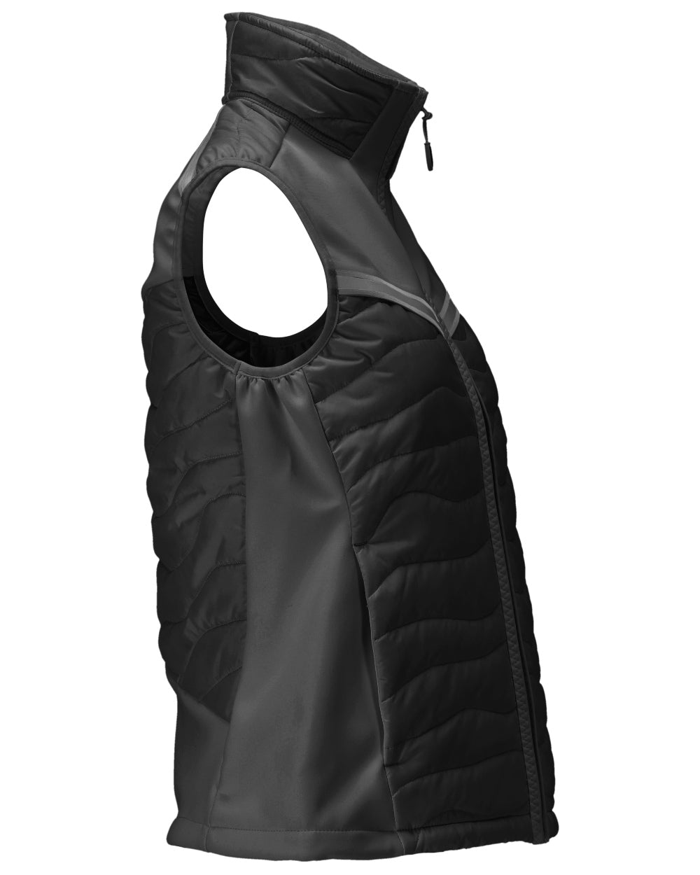 Black Coloured Mascot Workwear Womens Customized Breathable Thermal Gilet on white background 