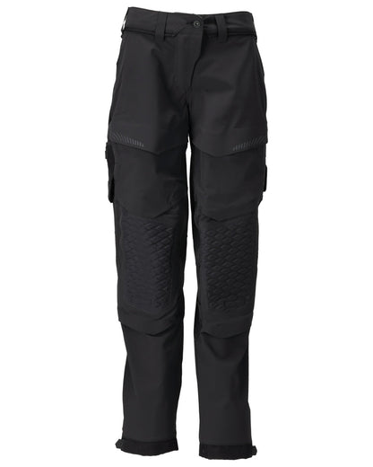 Black Coloured Mascot Workwear Womens Customized Diamond Fit Trousers With Kneepad Pockets on white background 