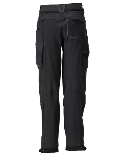 Black Coloured Mascot Workwear Womens Customized Diamond Fit Trousers With Kneepad Pockets on white background 