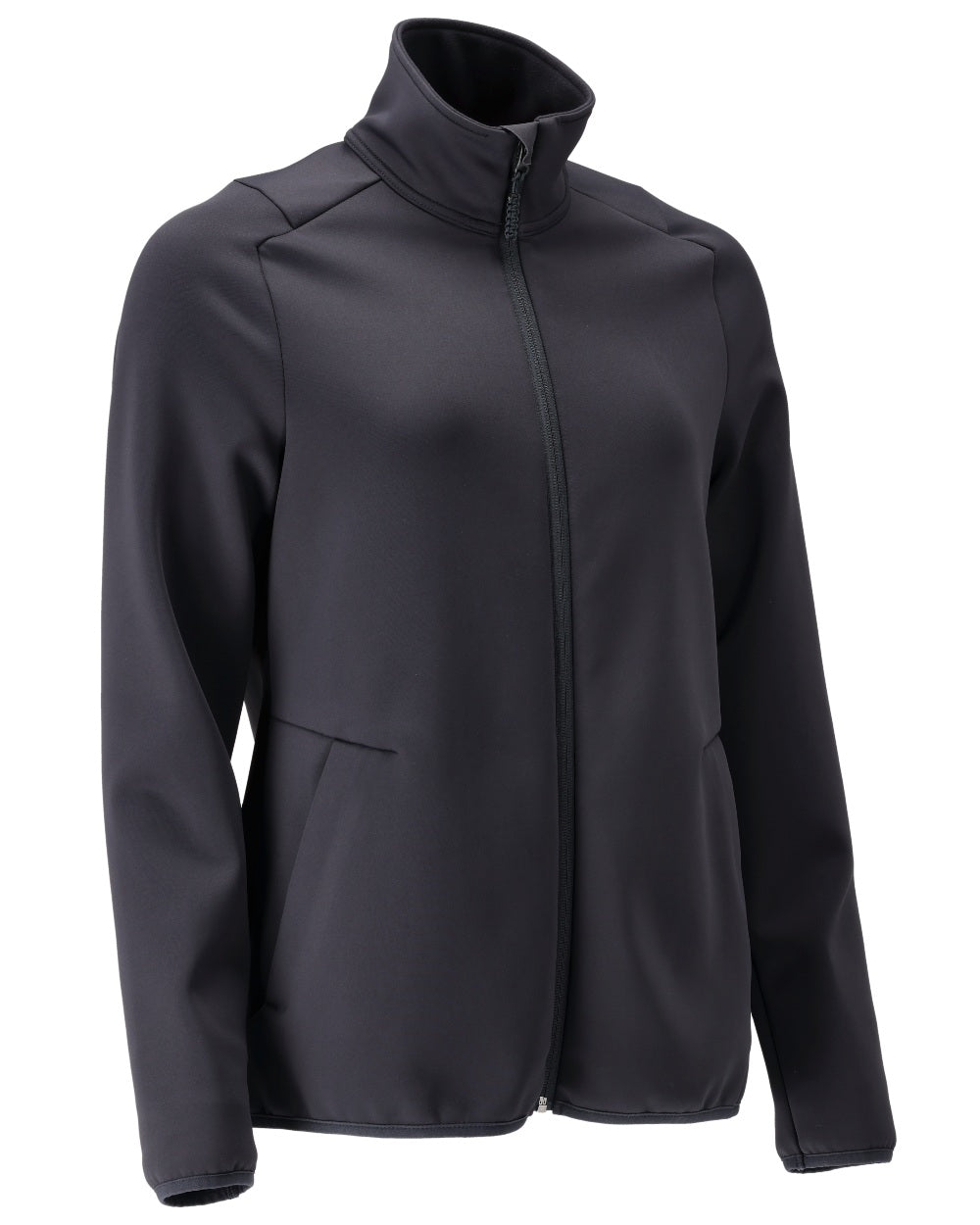 Dark Navy Coloured Mascot Workwear Womens Customized Fleece Jumper With Zipper on white background 