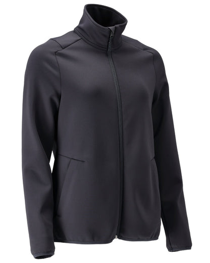Dark Navy Coloured Mascot Workwear Womens Customized Fleece Jumper With Zipper on white background 