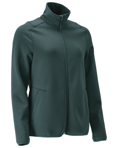 Forest Green Coloured Mascot Workwear Womens Customized Fleece Jumper With Zipper on white background 