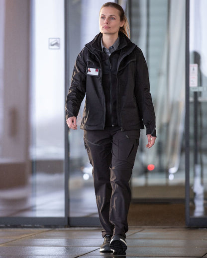 Black Coloured Mascot Workwear Womens Customized Functional Trousers on office background 