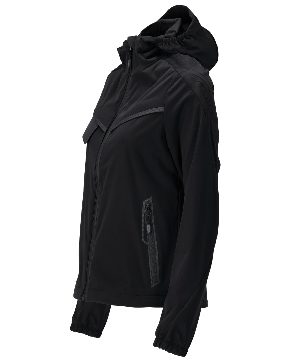 Black Coloured Mascot Workwear Womens Customized Lightweight Jacket on white background 