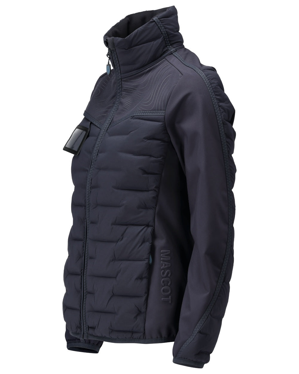 Dark Navy Coloured Mascot Workwear Womens Customized Lightweight Lining Jacket on white background 