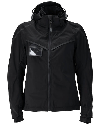Black Coloured Mascot Workwear Womens Customized Outer Shell Jacket on white background 