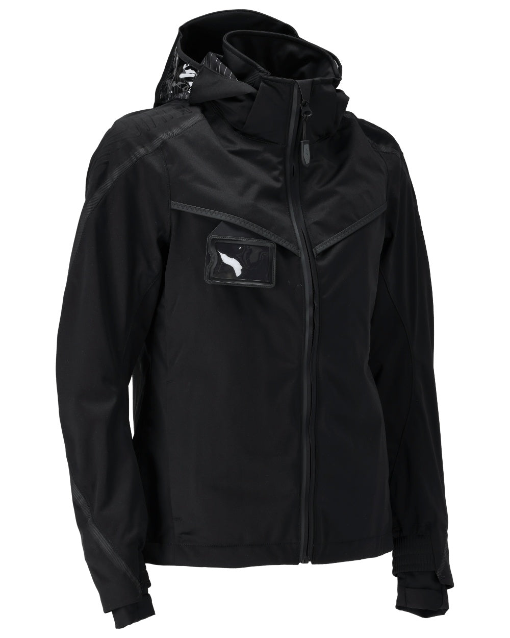 Black Coloured Mascot Workwear Womens Customized Outer Shell Jacket on white background 