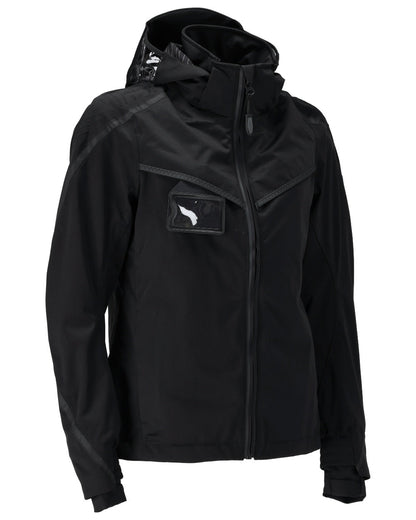 Black Coloured Mascot Workwear Womens Customized Outer Shell Jacket on white background 