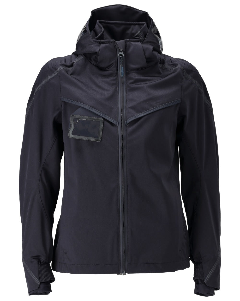 Dark Navy Coloured Mascot Workwear Womens Customized Outer Shell Jacket on white background 