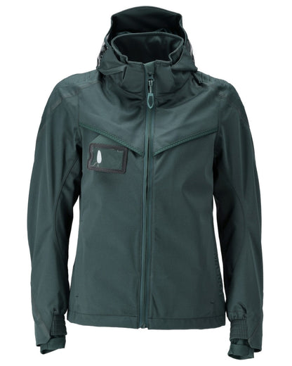 Forest Green Coloured Mascot Workwear Womens Customized Outer Shell Jacket on white background 